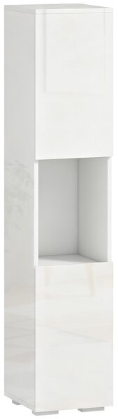 Mobile Multimediale Slim 27x30x132 cm a 5 Ripiani con Ripiani Regolabili Bianco