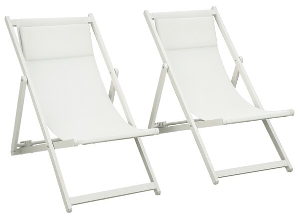 Outsunny Set 2 Sedie Poltrona Sdraio da Esterni, Pieghevoli e Reclinabili, in Alluminio, 96.5x58x91.5 cm, Beige