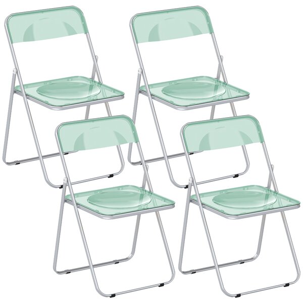 Set 4 Sedie Pieghevoli 47x48x75 cm in Acrilico Trasparenti Verde