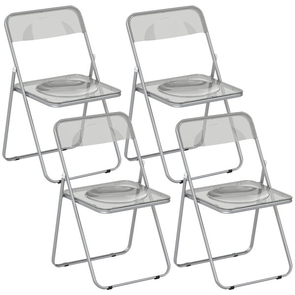 Set 4 Sedie Pieghevoli 47x48x75 cm in Acrilico Trasparenti Grigio