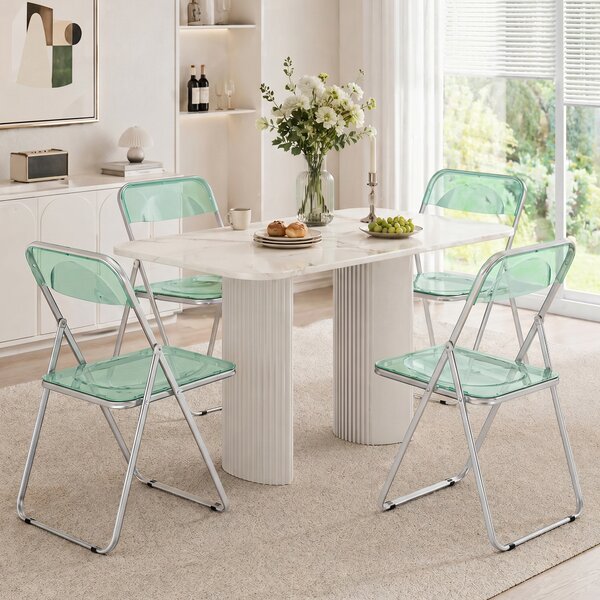 Set 4 Sedie Pieghevoli 47x48x75 cm in Acrilico Trasparenti Verde