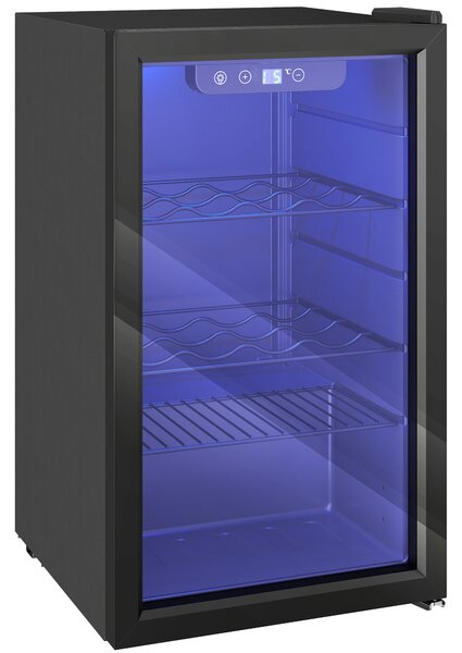 Cantinetta Vino Refrigerata 24 Bottiglie 43x46x74 cm Capienza 68L Temperatura Regolabile 4-16℃ con Vetro Anti UV Nero