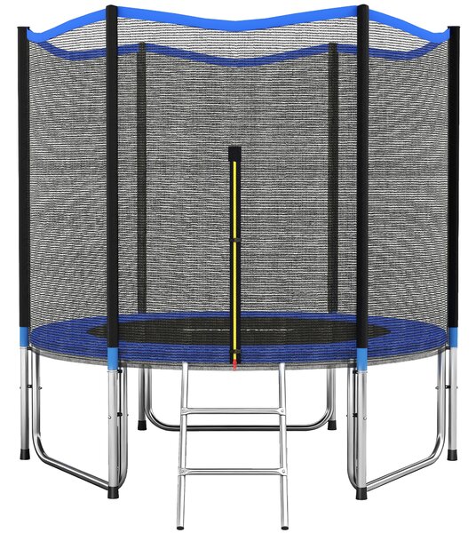 Trampolino Ø305x248 cm con Rete di Protezione e Scaletta per Esterni in Acciaio e PP Blu