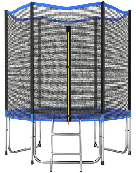 Trampolino da Giardino Ø183x200 cm con Rete di Protezione e Scala in Acciaio PP Blu