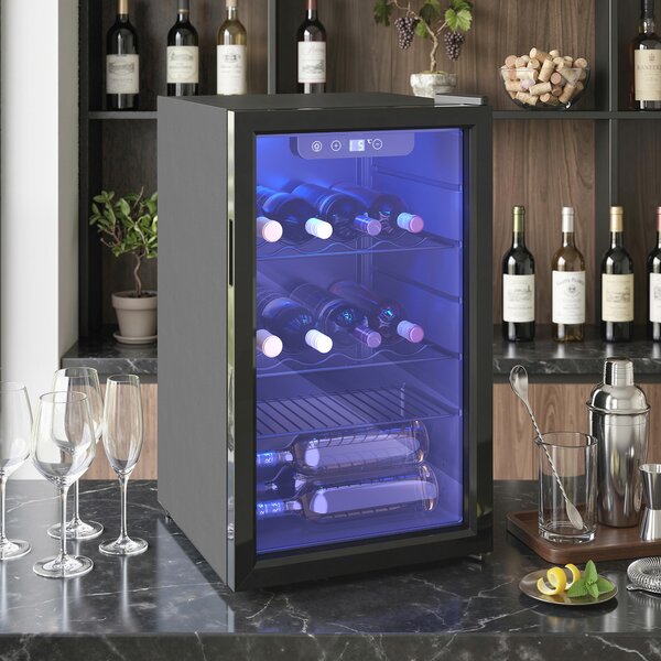 Cantinetta Vino Refrigerata 24 Bottiglie 43x46x74 cm Capienza 68L Temperatura Regolabile 4-16℃ con Vetro Anti UV Nero
