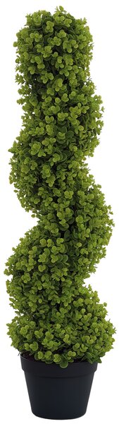 HOMCOM Pianta Finta di Eucalipto a Spirale con Vaso Incluso per Interno ed Esterno, Altezza 90 cm, Verde