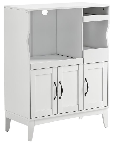 HOMCOM Credenza Cucina Salvaspazio con 2 Armadietti e 2 Ripiani Estraibili in Legno, 84x39x109 cm, Bianco