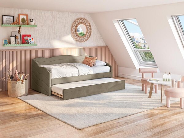 Letto divano a scomparsa 2 x 90 x 190 cm Velluto Beige - LENVIA