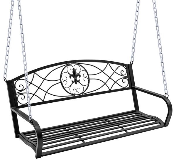 Outsunny Dondolo 2 Persone Design Classico Catene Incluse da Giardino Acciaio 132 x 63 x 58 cm Nero|Aosom