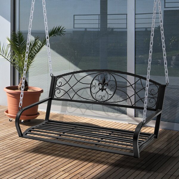 Outsunny Dondolo 2 Persone Design Classico Catene Incluse da Giardino Acciaio 132 x 63 x 58 cm Nero|Aosom