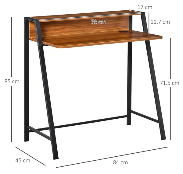 HOMCOM Scrivania Tavolo per Computer PC da Ufficio Studio con Ripiano Portaoggetti in Legno Truciolato Noce noce 84x45x85cm