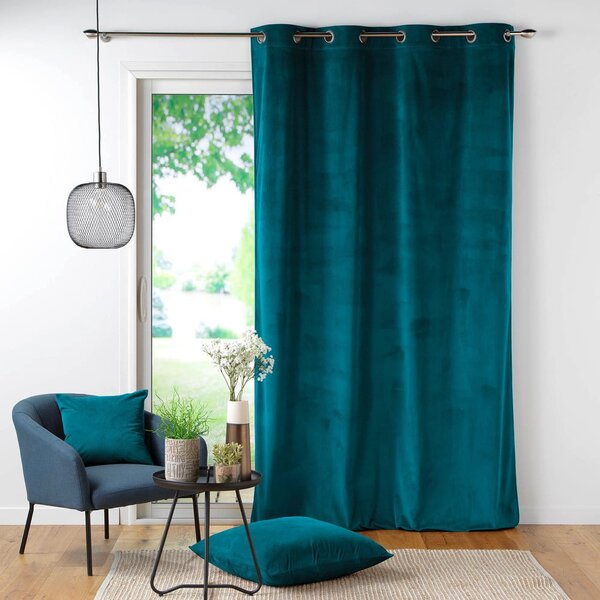 Tenda in velluto a coste blu 140x260 cm Casual - douceur d'intérieur