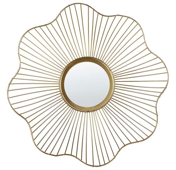 Specchio a forma di fiore oro 38 cm per soggiorno camera da letto Beliani