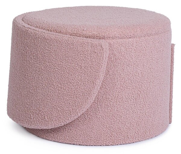 Poggiapiedi rosa polveroso con rivestimento in bouclé Anthea – Yes Everyday