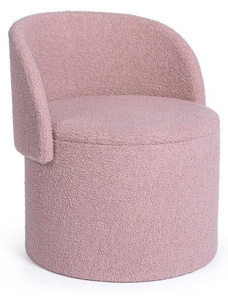 Poggiapiedi rosa polveroso con rivestimento in bouclé Anthea – Yes Everyday
