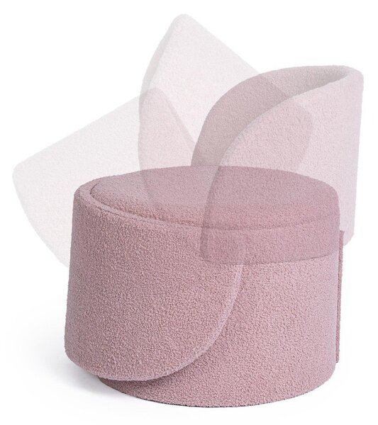Poggiapiedi rosa polveroso con rivestimento in bouclé Anthea – Yes Everyday