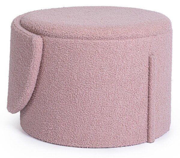 Poggiapiedi rosa polveroso con rivestimento in bouclé Anthea – Yes Everyday