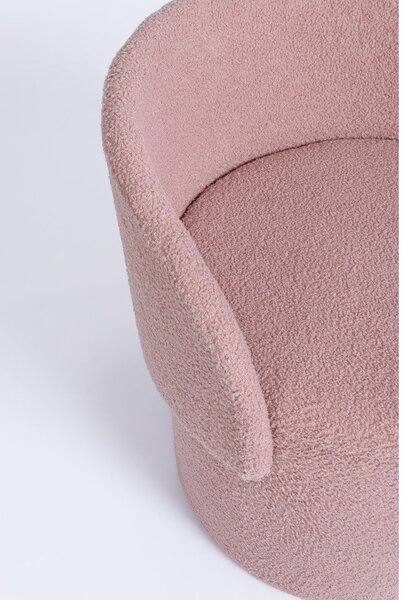 Poggiapiedi rosa polveroso con rivestimento in bouclé Anthea – Yes Everyday