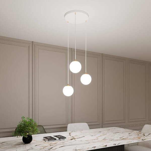 Lampada a sospensione in vetro Royal EMIBIG LIGHTING, dimmerabile, Bianco / Opale, Soggiorno / Sala da pranzo, Moderno, Lampada a sospensione