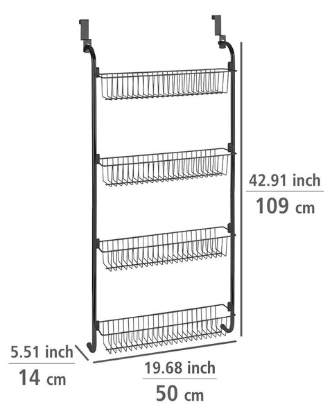 Organizzatore per ante da cucina sospese di colore nero - Wenko