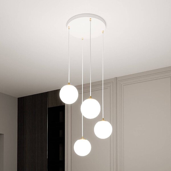 Lampada a sospensione in vetro Royal EMIBIG LIGHTING, dimmerabile, Bianco / Opale, Soggiorno / Sala da pranzo, Moderno, Lampada a sospensione