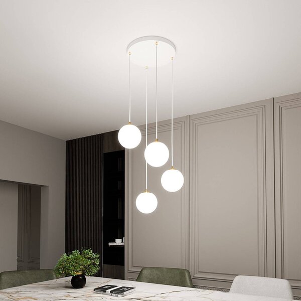 Lampada a sospensione in vetro Royal EMIBIG LIGHTING, dimmerabile, Bianco / Opale, Soggiorno / Sala da pranzo, Moderno, Lampada a sospensione