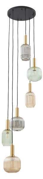 Lampada a sospensione Doroteo Lindby, dimmerabile, Alluminio / Grigio / Zincato, Soggiorno / Sala da pranzo, Vetro, Vintage, Lampada a sospensione