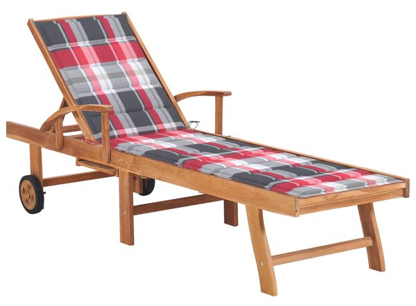 Outsunny Lettino Prendisole in Legno, Lettino Sdraio da Giardino con Ruote  e Vassoio Estraibile 182x60x35cm Legno