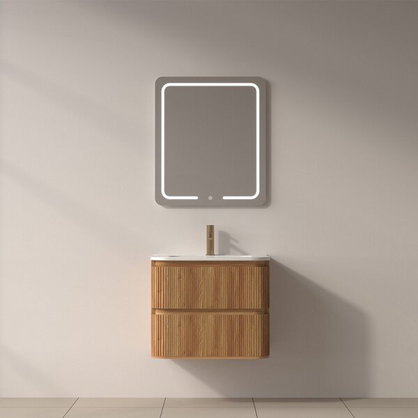 Mobile bagno 60 cannettato con lavabo incasso ceramica | KAM-ND60C - KAMALU