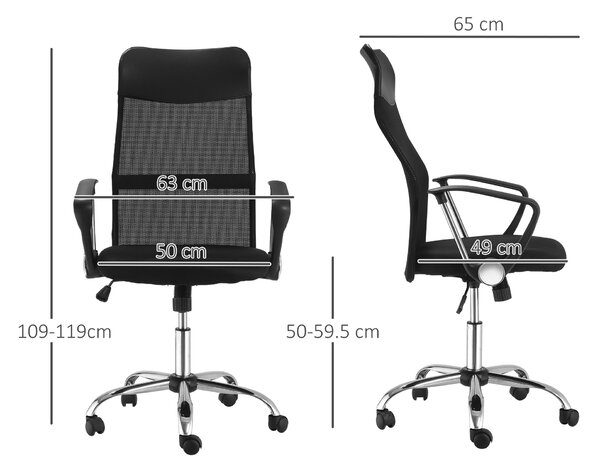 Sedia Ufficio Ergonomica HOMCOM Con Schienale In Rete, Poggiapiedi E Supporto Lombare Regolabile – Nero - 4
