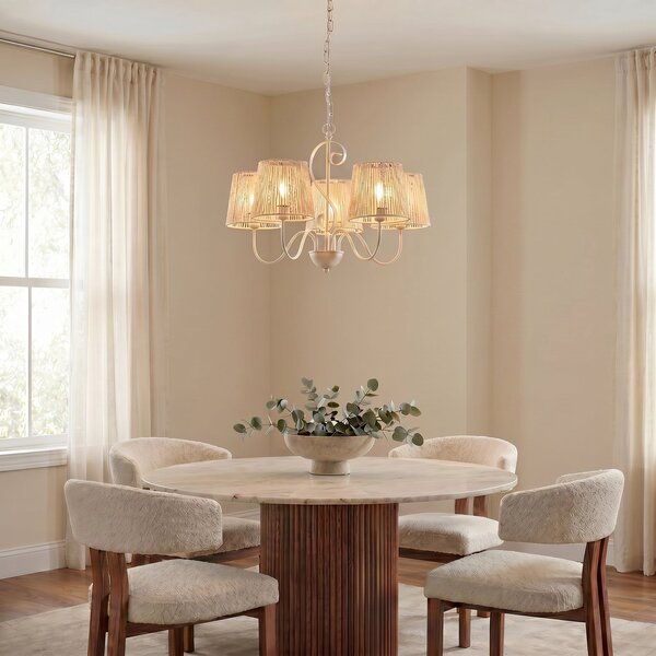 Lampadari Lucande, Eugenia, dimmerabile, Beige, Soggiorno, Carta / Cartone