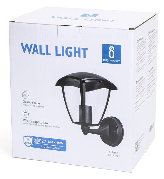 Lanterna da parete Efesto Up Nera IP44 1 x E27 Aigostar