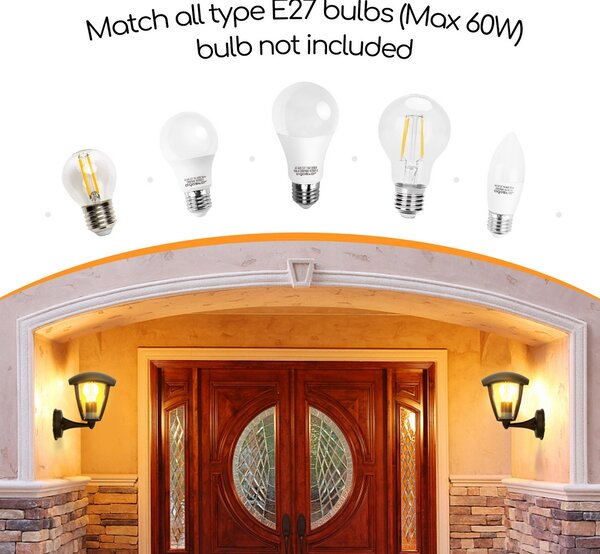 Lanterna da parete Efesto Up Nera IP44 1 x E27 Aigostar