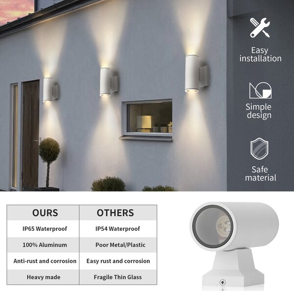 Applique da parete Correggio Bianco IP65 2 x GU10 Aigostar