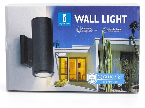 Applique da parete Correggio Nero IP65 2 x GU10 Aigostar