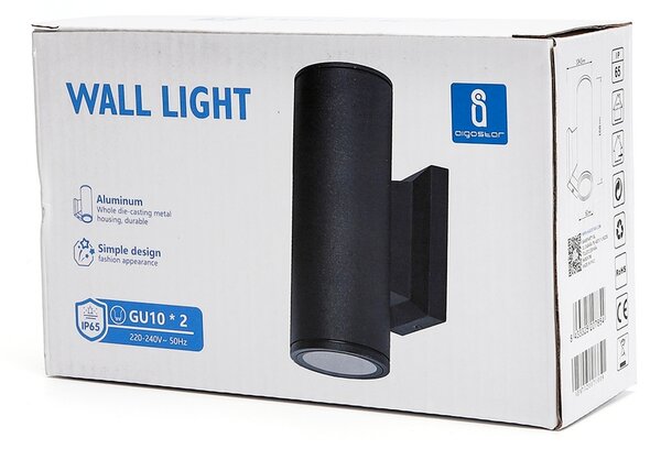 Applique da parete Correggio Nero IP65 2 x GU10 Aigostar