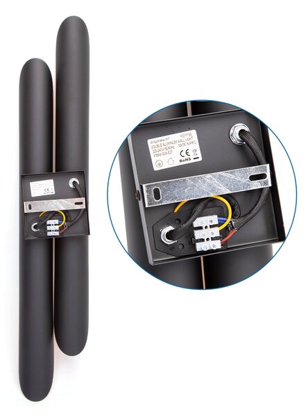 Applique da parete Double Pipe Nero 4 x E27 LEDme