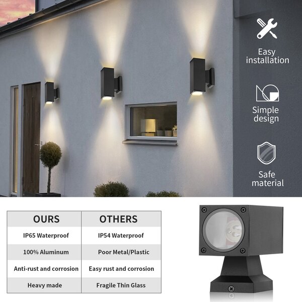 Applique da parete Vasari Nero IP65 2 x GU10 Aigostar