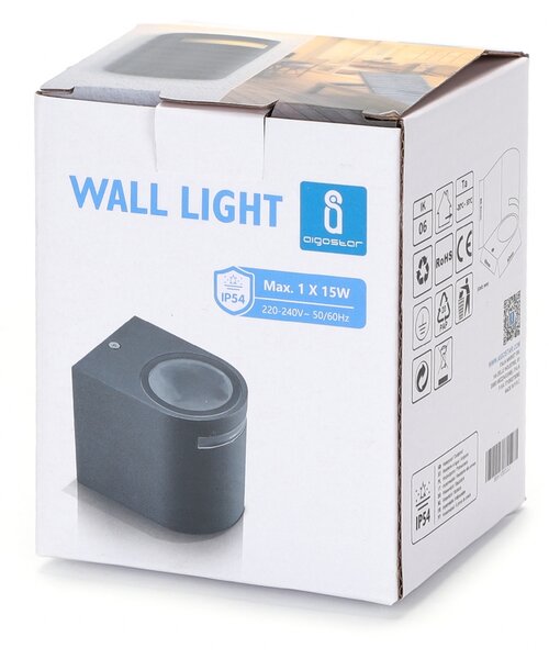 Applique da parete Memling Nero IP54 1 x GU10 Aigostar