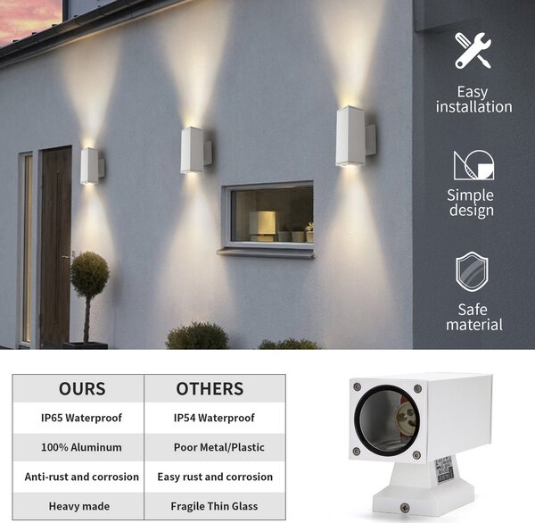 Applique da parete Vasari Bianco IP65 2 x GU10 Aigostar