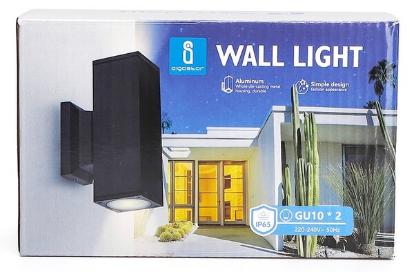 Applique da parete Vasari Nero IP65 2 x GU10 Aigostar