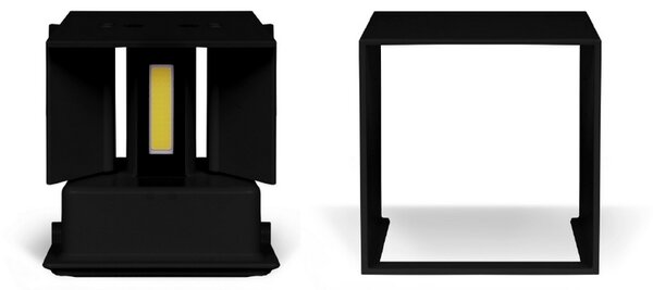 Applique Led cubo da parete 10W Doppia emissione Nero IP65 Bianco neutro 4000K Wisdom