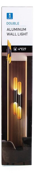Applique da parete Double Pipe Nero 4 x E27 LEDme