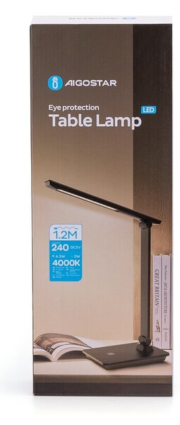 Lampada da tavolo Led Nera 4,5W con ricarica wireless e USB Bianco Neutro 4000K Dimmerabile Aigostar