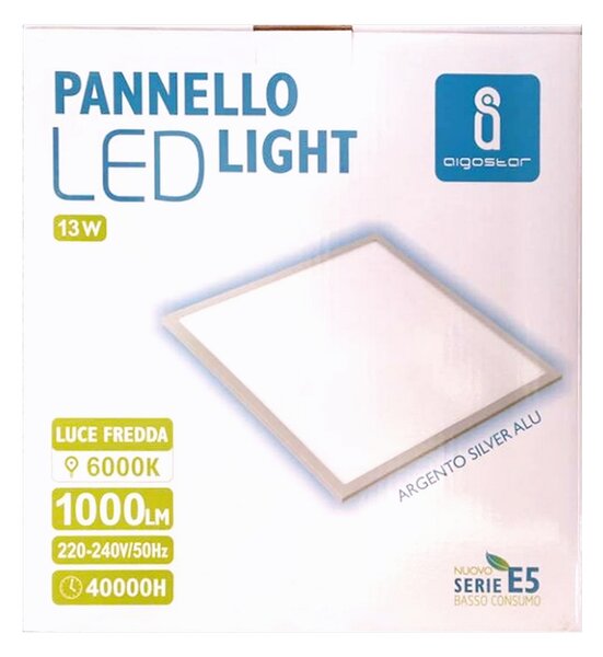 Pannello Led 12W 30x30cm Cornice grigia quadrata Bianco freddo 6000K Aigostar