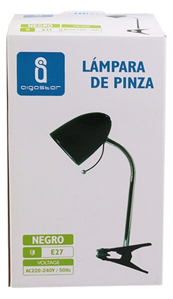 Lampada da scrivania Nera E27 con clip e braccio regolabile Aigostar