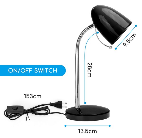 Lampada da scrivania Nera E27 con base e braccio regolabile Aigostar