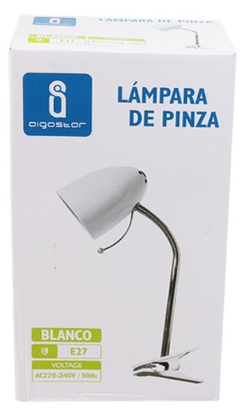 Lampada da scrivania Bianca E27 con clip e braccio regolabile Aigostar
