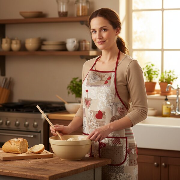 Grembiule da cucina patchwork rosso