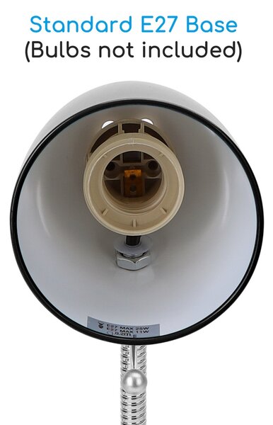 Lampada da scrivania Nera E27 con clip e braccio regolabile Aigostar